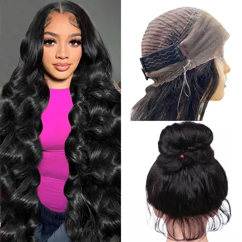 Miniatura 22 de Aicrelery Peluca de cabello humano con encaje frontal de 30 pulgadas, Highlight 13x6, Ombre P4/27, color marrón dorado, frontal con cabello de bebé
