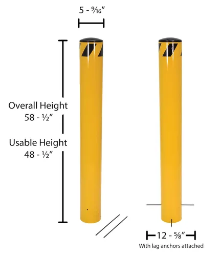 Miniatura 2 de Vestil BOLPP-48-5.5 - Bolardo de acero para verter en el lugar, 48 pulgadas x 5-1/2 pulgadas, amarillo