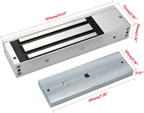Miniatura 5 de Cerradura electromagnética 1200LBS 500KG Fuerza de sujeción Cerradura de puerta magnética eléctrica 12V Modo NC a prueba de fallas para sistema