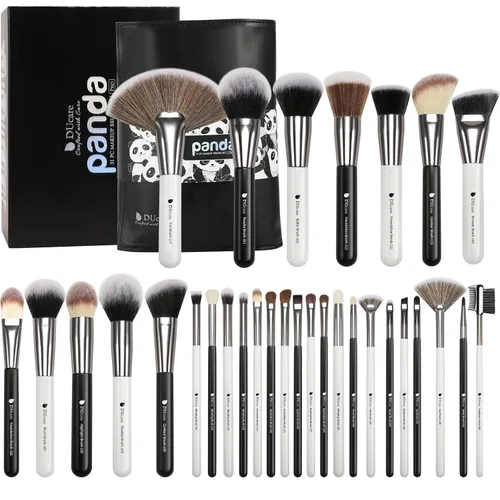 Miniatura 10 de DUcare Juego de 32 brochas de maquillaje de grado profesional, ultra suave, base sintética, contorno en polvo, rubor, corrector de ojos, sombra