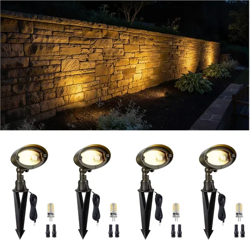 Miniatura 38 de Gardenreet Luz de Inundación de Bajo Voltaje para Exteriores - Luz LED de Lavado de Pared de Latón Sólido 12V, Paisajística de Cableado Fijo