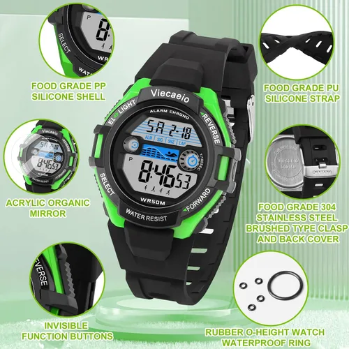 Miniatura 5 de Kids Digital Watch for Boys Girls, Waterproof LED Colorful Lights Sports Watch Suitable for 5-17 Years Old Teenagers (with Gift Box)