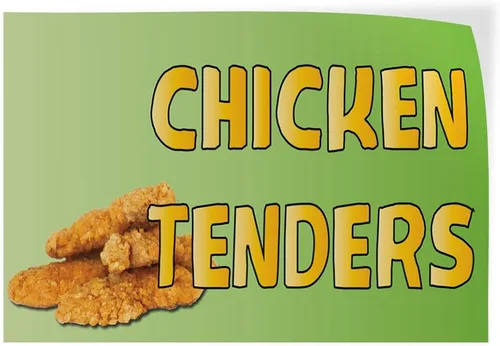 Pegatinas de varios tamaños Chicken Tenders A Publicidad Impresión Industrial Vinilo Señal de Seguridad Etiqueta Restaurante y Alimentos 7x5 pulgadas