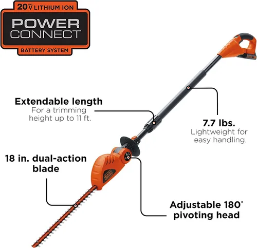 Miniatura 3 de BLACK+DECKER Cortasetos de poste inalámbrico de 20 V Max, 18 pulgadas (LPHT120) y batería de litio de 20 V MAX* (LBXR20)