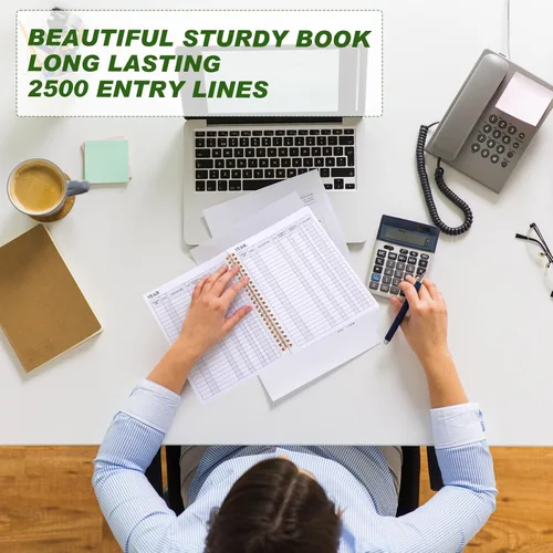 Miniatura 6 de 4 cuadernos de contabilidad para cuentas de gastos, encuadernado en espiral, registro de cheques para pequeñas empresas, 200 hojas en total