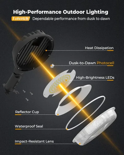 Miniatura 7 de toberich Paquete de 2 luces LED de granero, 150 W, 20000 lúmenes, luces de área de patio del atardecer al amanecer, iluminación al aire libre