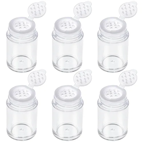 Miniatura 11 de RAYNAG 6 botellas vacías de polvo suelto para viajes, cosméticos con purpurina en polvo, para sombra de ojos, botella agitadora con tamiz y tapas
