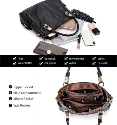 Miniatura 5 de Kattee Cartera bandolera estilo urbano de cuero para mujer