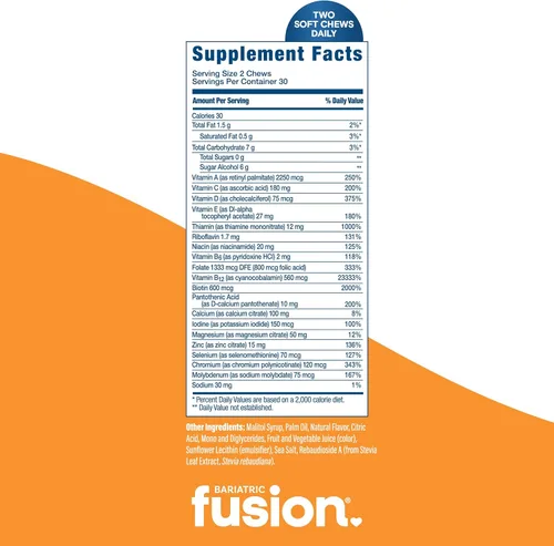Miniatura 4 de Bariatric Fusion Multivitamínico bariátrico suave con sabor a fruta de cereza y piña para pacientes poscirugía bariátrica, incluyendo derivación