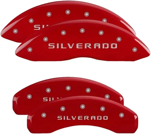 MGP Cubiertas para Calibrador de Freno Compatibles con Chevrolet Silverado, Tahoe, Suburban 2019-2025 - Acabado de Pintura Electrostática Roja, Rojo