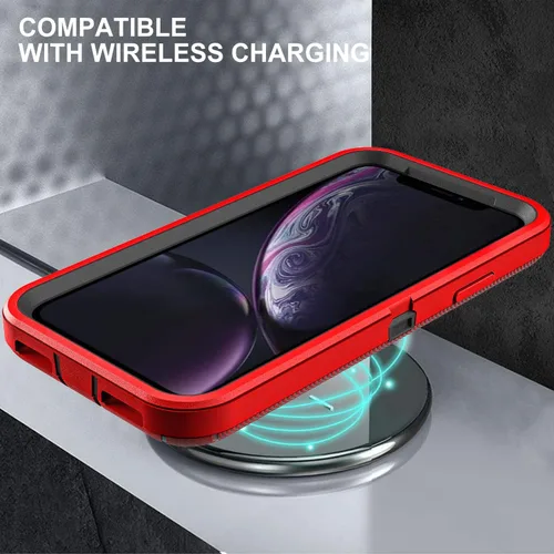 Miniatura 6 de YKHJKLEC para iPhone XR, funda de grado militar 3 en 1 resistente a prueba de golpes/caídas/polvo con 2 piezas de protector de pantalla de vidrio