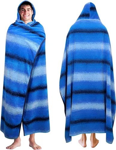 Miniatura 24 de COTTON CRAFT - Toalla de playa extra ancha con rayas ombre para dos, 147.3 x 172.7 cm - Algodón puro - Tela jacquard doble gruesa de felpa súper