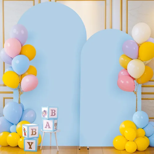 Miniatura 6 de Cubierta de Fondo de Arco Azul Bebé, Cubierta de Arco de Spandex de 1.83 m Ajustada para Arco de Boda Chiara, Cubierta de Fondo de Arco Redonda