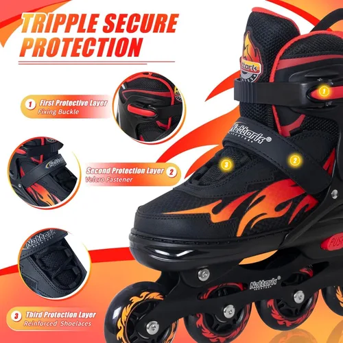 Miniatura 2 de Nattork Patines en línea ajustables para niños y adultos, para interiores y exteriores, con 8 ruedas iluminadas para niños y niñas de 4 a 16 años