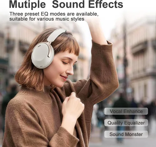Miniatura 9 de LORELEI QC30 Auriculares híbridos con cancelación activa de ruido, Bluetooth inalámbrico sobre la oreja, piel proteica beige, control activo