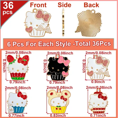 Miniatura 3 de Anjulery 36 Pieces Enamel Cat Charms for Jewelry Making - Cute Kitty Charm for Bracelets Earrings Pendants Necklaces Crafts (36Pcs K6A)