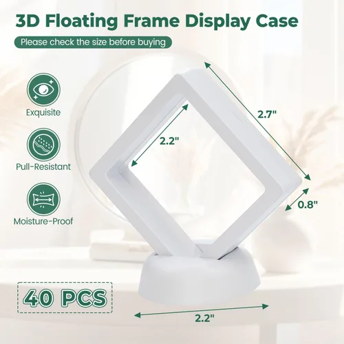Miniatura 51 de EsLuker.ly Juego de 6 soportes de exhibición de marco flotante 3D, vitrina flotante transparente de polietileno, caja de almacenamiento de joyería