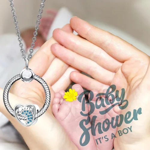Miniatura 5 de QeenseKc 2 dijes de corazón para madre e hija con texto en inglés "I Love You to the Moon and Back
