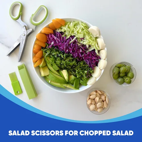 Miniatura 5 de Jenaluca Tijeras de hierbas de 5 hojas – Tijeras de ensalada – Corte y corte hierbas frescas y verduras de hoja verde – Juego de tijeras de cocina
