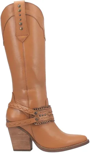 Miniatura 3 de Dingo Botas de baile de máscaras para mujer, tacón alto hasta la rodilla, 3 pulgadas y más, color marrón