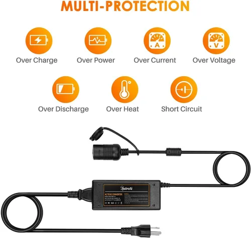 Miniatura 3 de AstroAI Convertidor de CA a CC 6A y cable de extensión para encendedor de cigarrillos