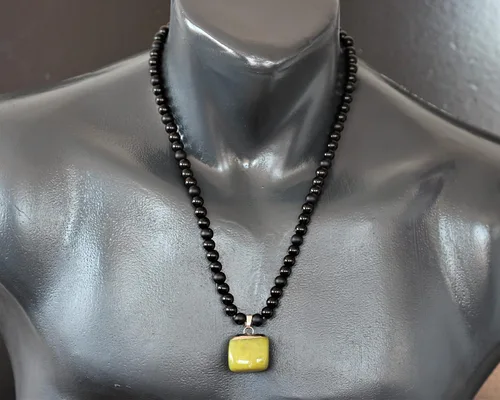 Miniatura 64 de Colgante de turmalina cruda natural, Collar de cuentas de ónix negro genuino, Collar de piedra negra, Collar de piedras preciosas, Cuentas de 0.315
