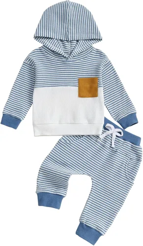 Miniatura 242 de Conjunto de ropa de otoño e invierno para bebé y niño, sudadera larga con capucha y pantalones para niños pequeños, 6, 12, 18, 24 meses, 2T