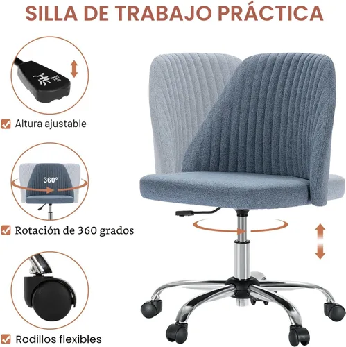 Miniatura 4 de Silla de Oficina DUMOS, Silla de Escritorio Cómoda con Ruedas, Silla Giratoria de Tocador, Sillas de Tarea con Asiento Ancho, Sillas de Computadora