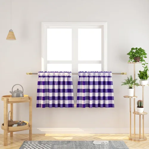 Miniatura 236 de Cenefas de cortina para ventana de 16 pulgadas de largo, 2 paneles de cuadros búfalo, cortinas pequeñas con bolsillo para barra, estilo clásico