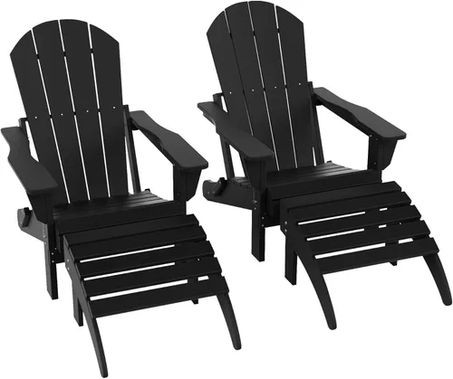 Miniatura 65 de WestinTrends Reposapiés otomano Adirondack para patio al aire libre, taburete de madera de polietileno para todo tipo de clima, ampliamente Azul