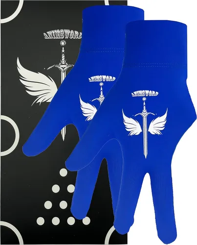 ANIMSWORD Juego de 2 guantes de billar transpirables y cómodos que se adaptan a la mano izquierda para guantes deportivos Snooker Cue. Azul