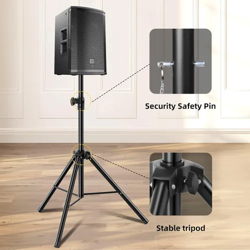 Miniatura 6 de Par de soportes para altavoces, soporte universal tipo trípode para altavoces ajustable de 89 a 152 cm de altura resistente con inserto compatible