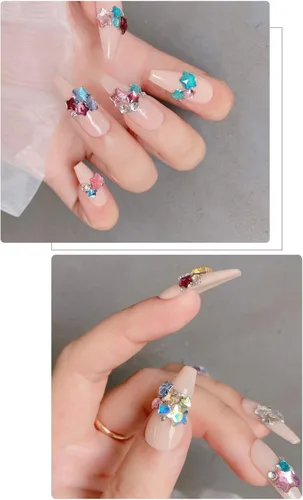 Miniatura 5 de 50 dijes de uñas de estrella de cristal, diamantes de imitación de estrellas 3D, gemas multicolor para arte de uñas, accesorios de uñas, pequeños