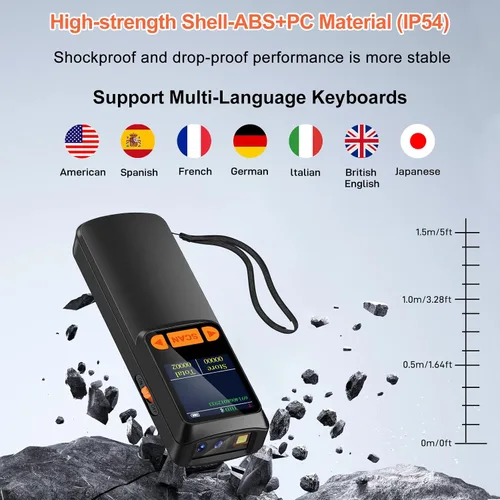Miniatura 9 de KUIIYER Mini escáner de código de barras Bluetooth, escáneres inalámbricos 2D QR 1D de código de barras con pantalla LCD y teclado de ajuste y voz