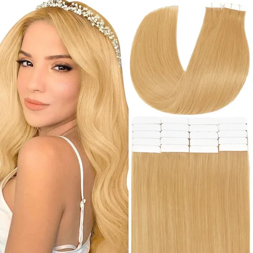 Miniatura 18 de Anrosa Extensiones de cabello humano real de 20 pulgadas, extensiones de cabello humano lacio de doble cara, color negro azabache, 1.76 oz, 20