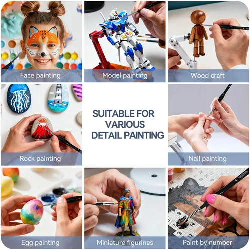 Miniatura 5 de 10 piezas de pinceles de pintura para detalles, pinceles de pintura en miniatura para acrílico, óleo, acuarela, pinceles de pintura artística