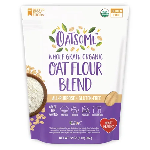 Miniatura 2 de Oatsome Mezcla de harina de avena orgánica, grano entero, sin gluten, harina multiusos para hornear, vegana, 2 libras, 32 onzas (paquete de 2)
