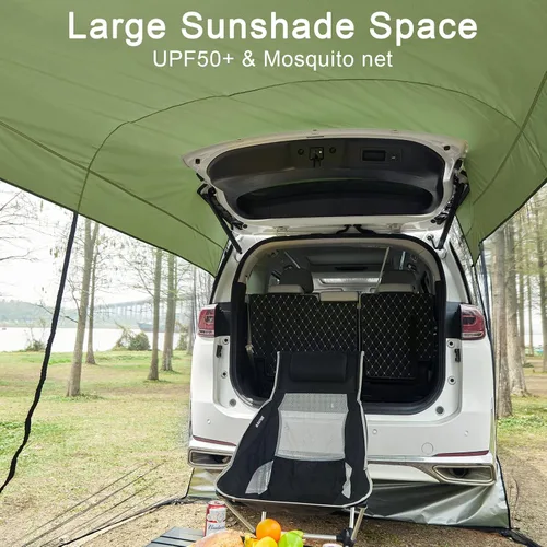 Miniatura 3 de G4Free Toldo Refugio Solar para Automóvil con Mosquitera, Carpa Portátil para SUV Toldo de Sombra para Puerta Trasera para Camping al Aire Libre