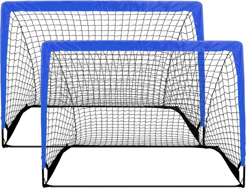 YSSOA Juego de 2 porterías de fútbol portátiles de 4 x 3 pies para patio trasero plegable con bolsa de transporte, perfecto para jóvenes, adultos,
