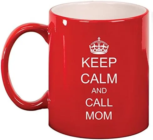 Miniatura 3 de Taza de cerámica con texto en inglés "Keep Calm and Call Mom", color negro