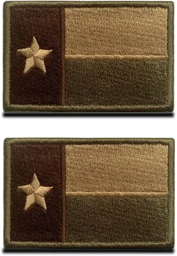 Paquete de 2 piezas tácticas de bandera de estrella solitaria del estado de Texas estadounidense con gancho y bucle bordado en la parte trasera de
