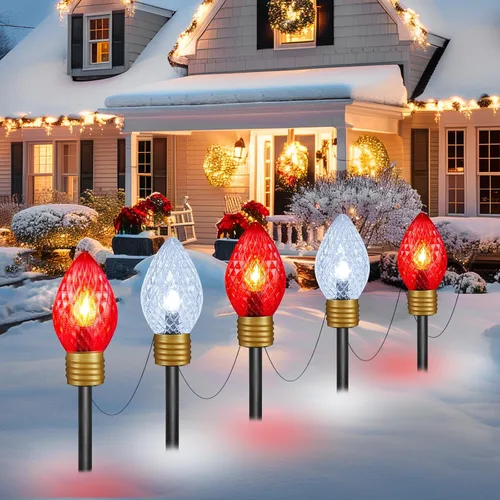Miniatura 8 de Strawberry Jumbo C9 Luces de Camino de Navidad para Exteriores - 8.5 Pies 5 Luces LED C9 de Navidad, Luces C7 Cubiertas Jumbo Multicolor Luces