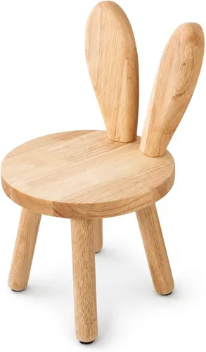 Silla de conejo para edades de 1.5 a 4 años, silla pequeña de madera para niños pequeños con altura de asiento de 9.25 pulgadas, taburete de conejo
