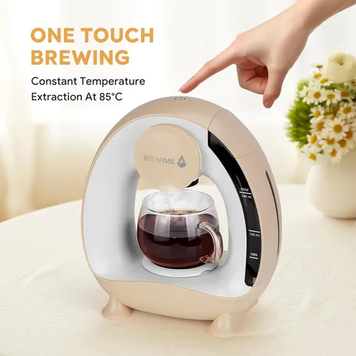 Miniatura 4 de Cafetera de una sola porción para cápsulas K Cup y café molido/té, preparación rápida en 2 minutos, cafetera 2 en 1 con un botón, tamaños de Champán