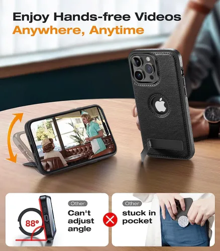 Miniatura 3 de WTCASE Funda magnética de piel para iPhone 14 Pro Max, soporte invisible integrado [compatible con Magsafe] protector delgado compatible con iPhone