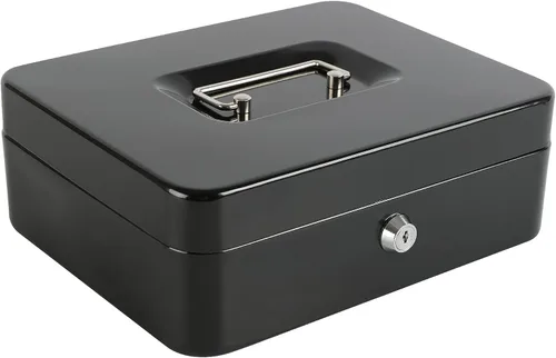 Miniatura 5 de xydled caja grande de acero con seguro con bandeja extraíble para monedas y cerradura de llave, 9.84" x 7.87" x 3.54", color negro