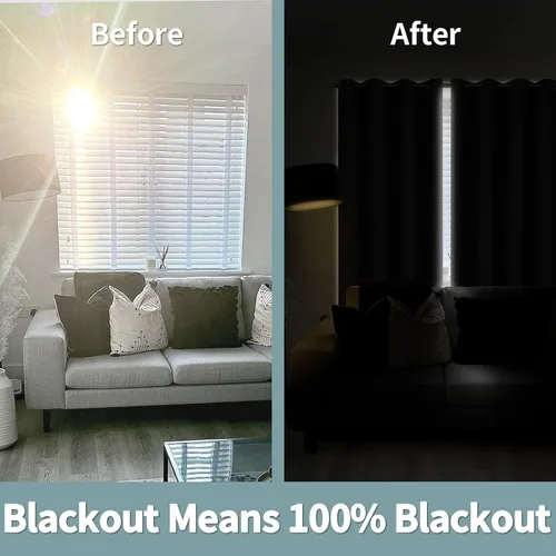 Miniatura 3 de BGment - Cortinas con aislamiento térmico para habitación, 100 % opacas, con forro negro, cortina de doble capa con ojales, reduce el ruido