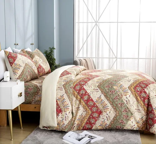 Miniatura 7 de DaDalogy Bedding - Juego de funda de edredón con estampado floral botánico con fundas de almohada, diseño de cachemira cheurón bohemio, filigrana