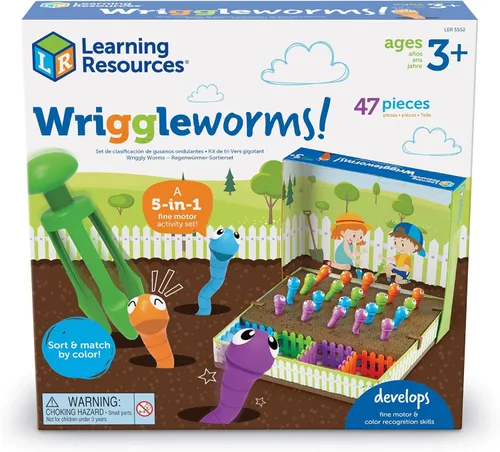 Miniatura 4 de Learning Resources Wriggleworms - Juego de actividades motoras finas – Juguetes sensoriales Montessori, habilidades motoras gruesas