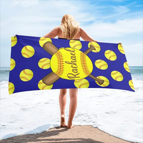 Miniatura 22 de Toalla de playa personalizada con diseño de pelotas de fútbol divertidas con nombre, toallas de piscina de viaje de microfibra personalizadas de 2